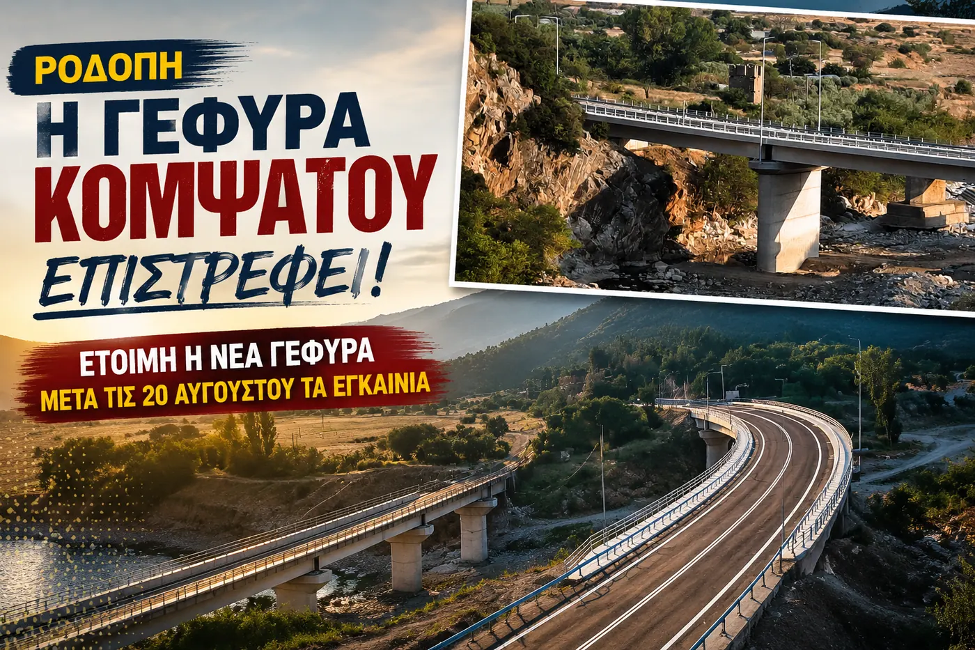 Νέα Γέφυρα Κομψάτου: Έτοιμη η παράδοση – Μετά τις 20 Αυγούστου τα εγκαίνια